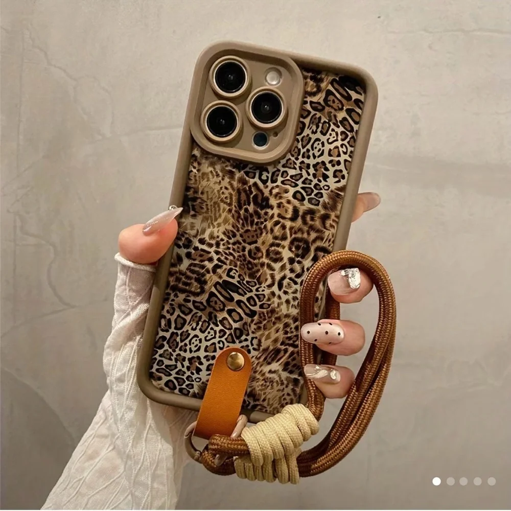 Leopard Print Phone Case with Strap
